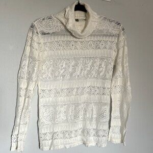 ANTHROPOLOGIE I Cream Lace Turtleneck I Size Small